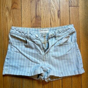 Woman’s Sz 26 Blue and White Striped Jean Shorts from Pacsun